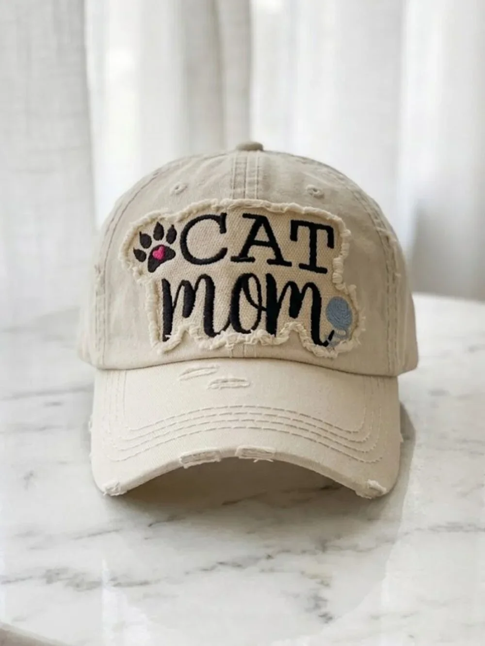 Ladies Stone Cat Mom Baseball Cap